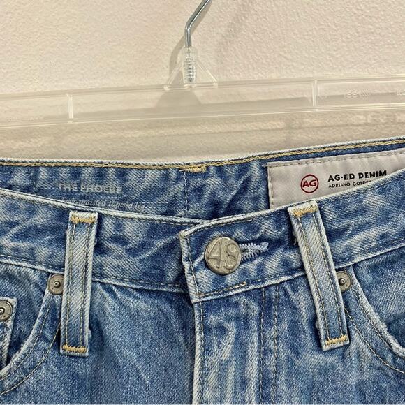 AG Adriano Goldschmied The Phoebe Tapered Jeans Distressed Light Wash Denim 24R - Picture 7 of 9